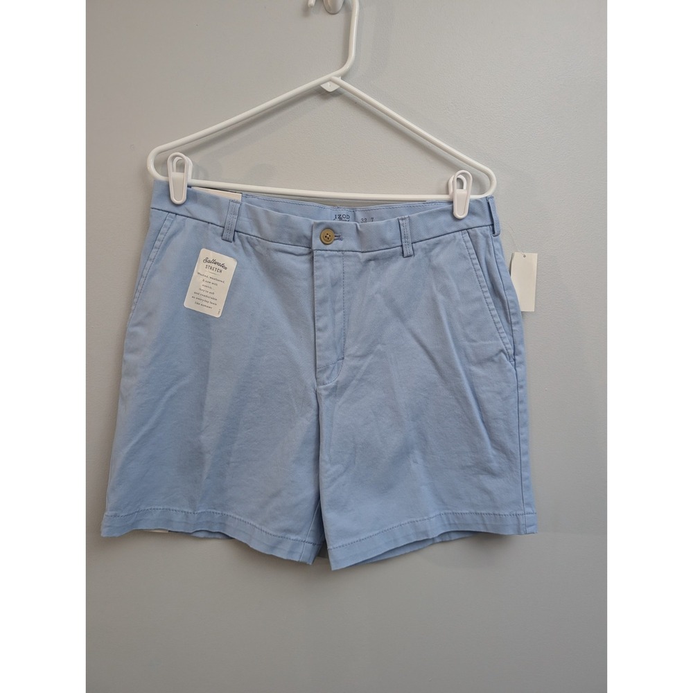 X1 NWT Men's IZOD Sz 32 Placid Blue Saltwater Relaxed classics FlatFront Shorts